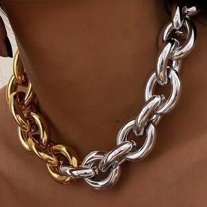 Gold and Silver Chain Necklace & Bracelet Set